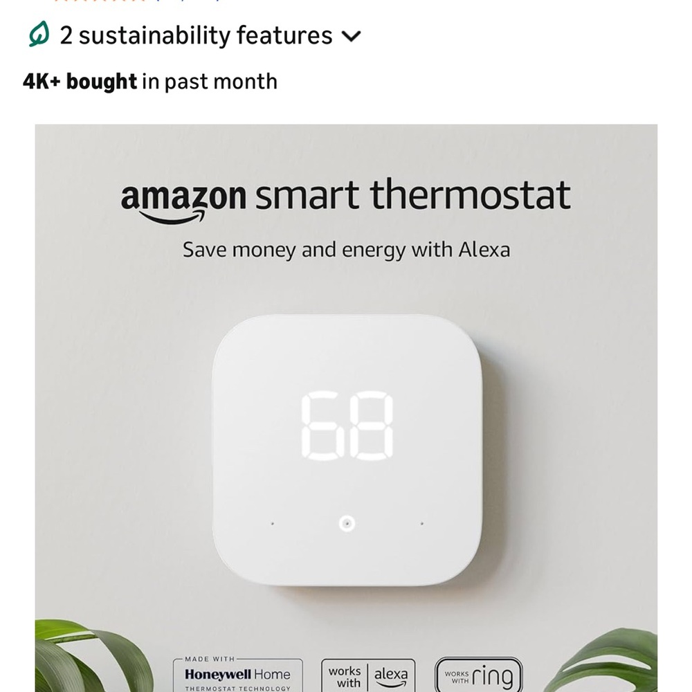Amazon White Smart Thermostat with Alexa